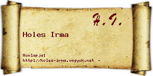 Holes Irma névjegykártya